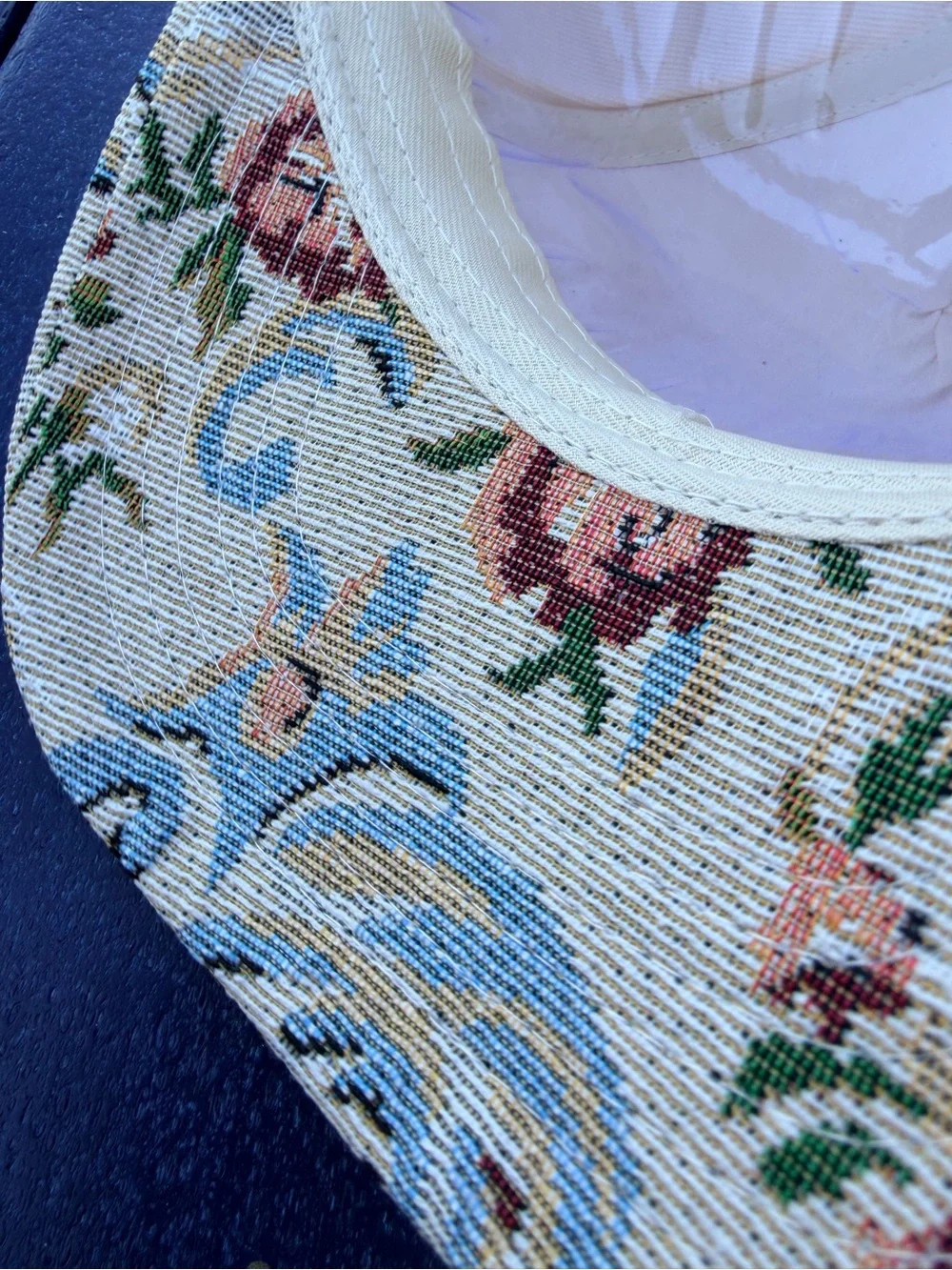 Amen Embroidered Floral Brim Baseball Cap - Cream